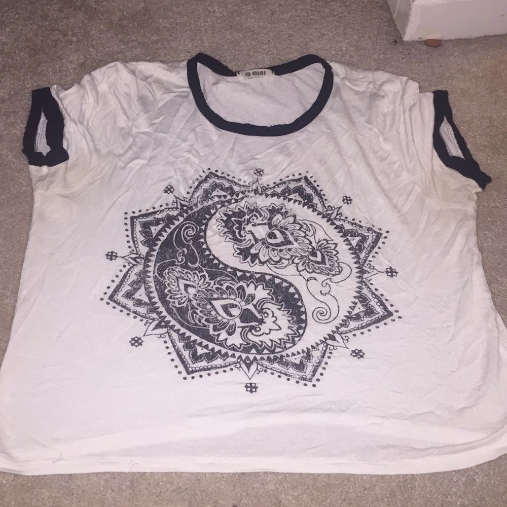White mandala crop top